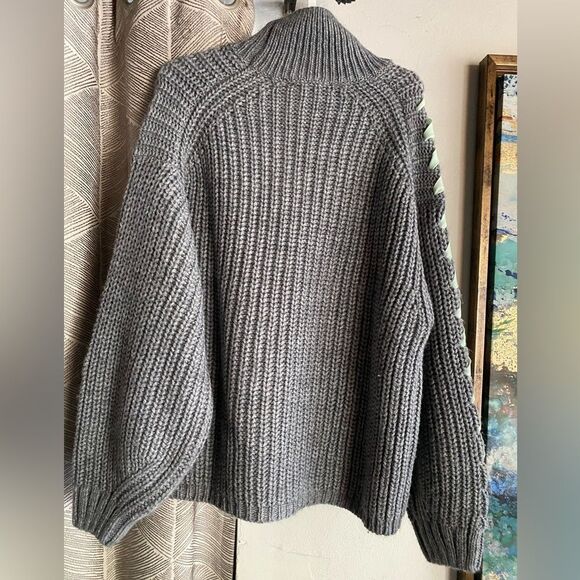 STINE GOYA Sugsi Fisherman Gray  Melange Sweater Puffy Sleeve Made In Italy Sz S - Picture 6 of 16